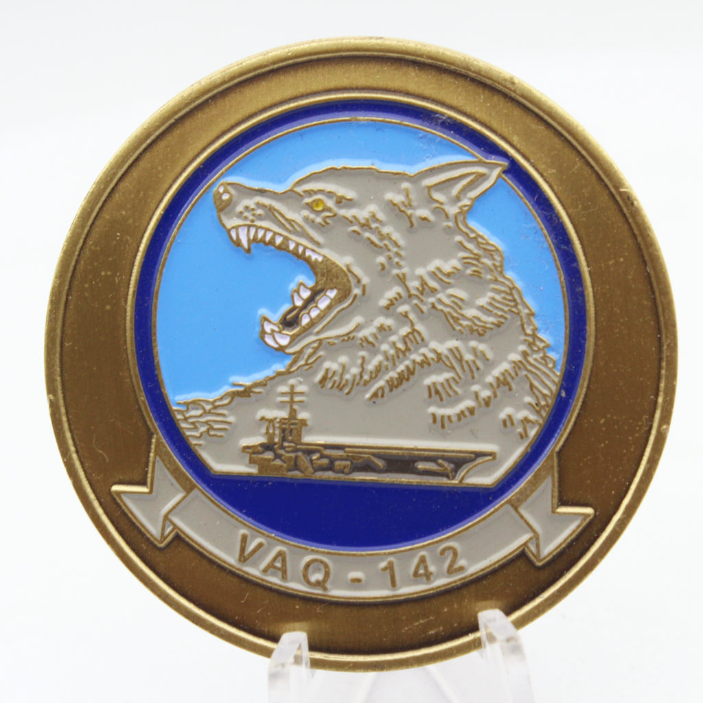 US Navy VAQ-142 Grim Watchdogs Challenge Coin 2.0 Inch Copper Pre-Owned