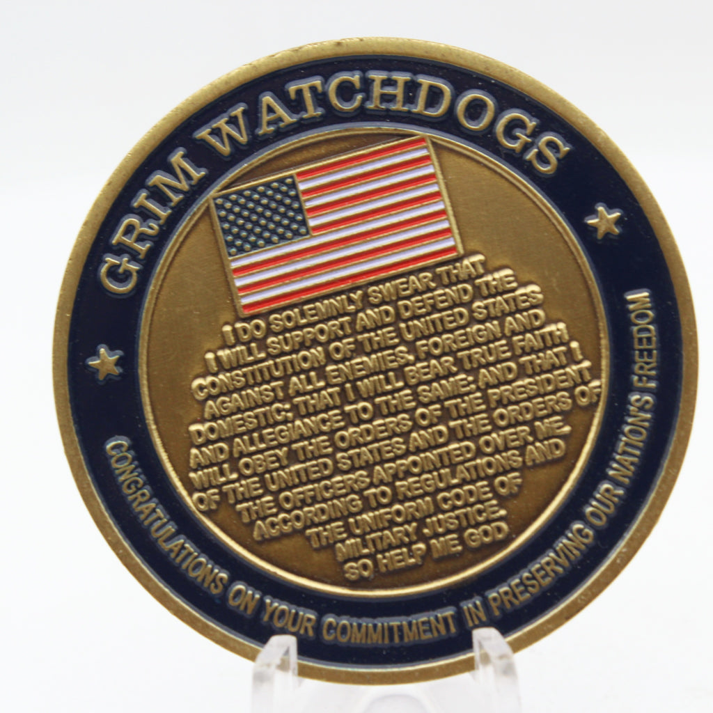 US Navy VAQ-142 Grim Watchdogs Challenge Coin 2.0 Inch Copper Pre-Owned
