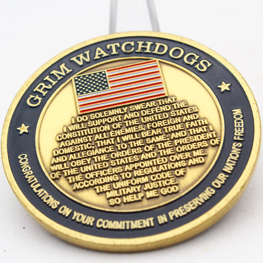 US Navy VAQ-142 Grim Watchdogs Challenge Coin 2.0 Inch Copper Pre-Owned