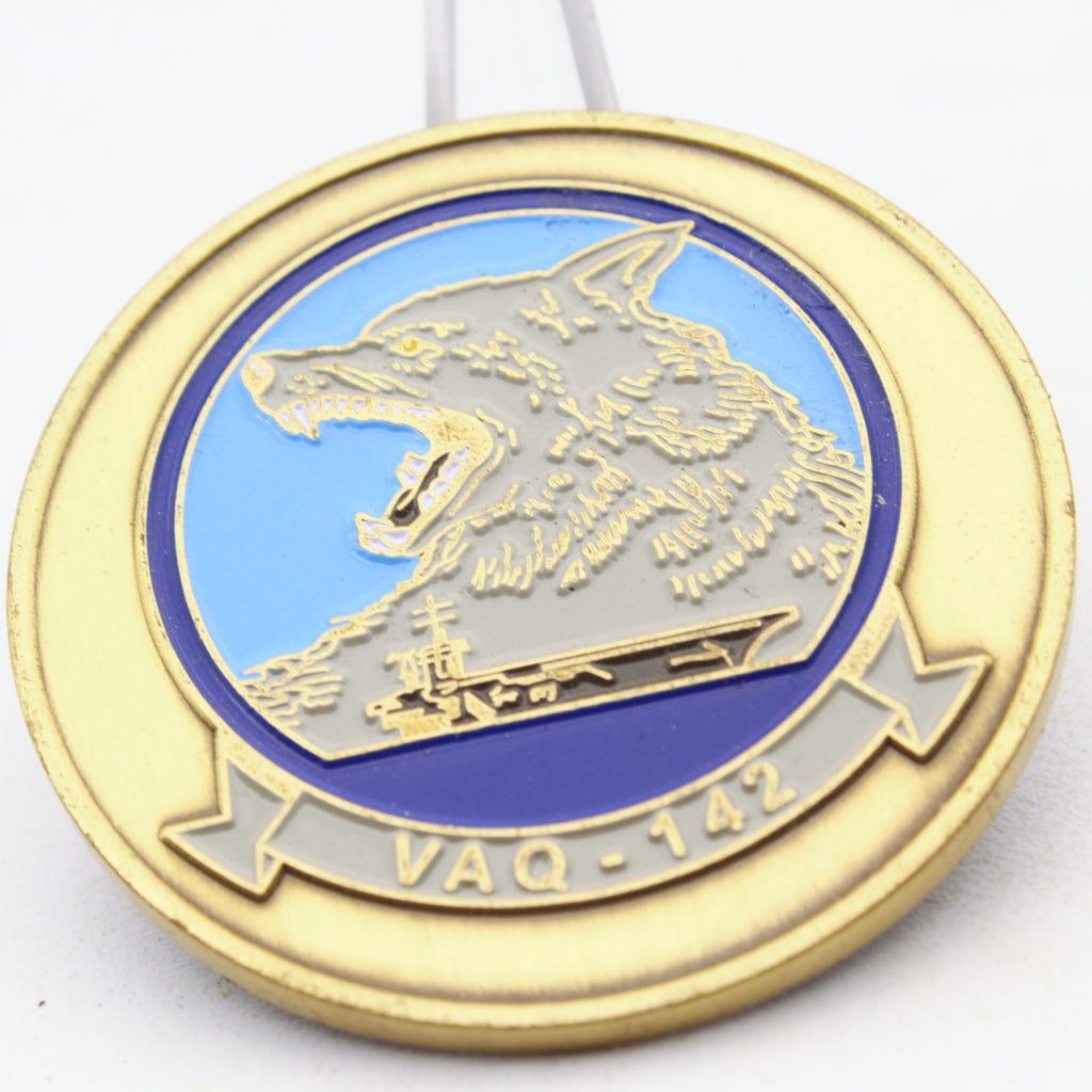 US Navy VAQ-142 Grim Watchdogs Challenge Coin 2.0 Inch Copper Pre-Owned