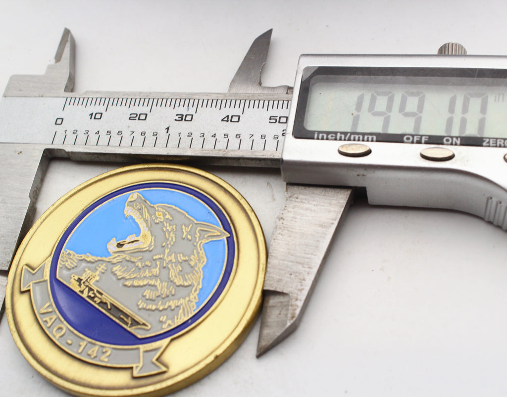 US Navy VAQ-142 Grim Watchdogs Challenge Coin 2.0 Inch Copper Pre-Owned