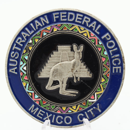 Australian Federal Police Mexico City Challenge Coin  2" Copper Pre-Owned