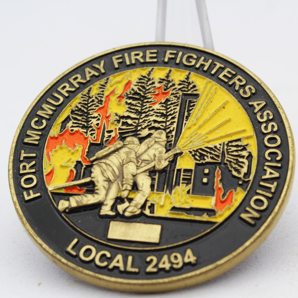 Fort McMurray Fire Fighters Association Local 2494 Challenge Coin 1.75 Inch Copper Pre-Owned