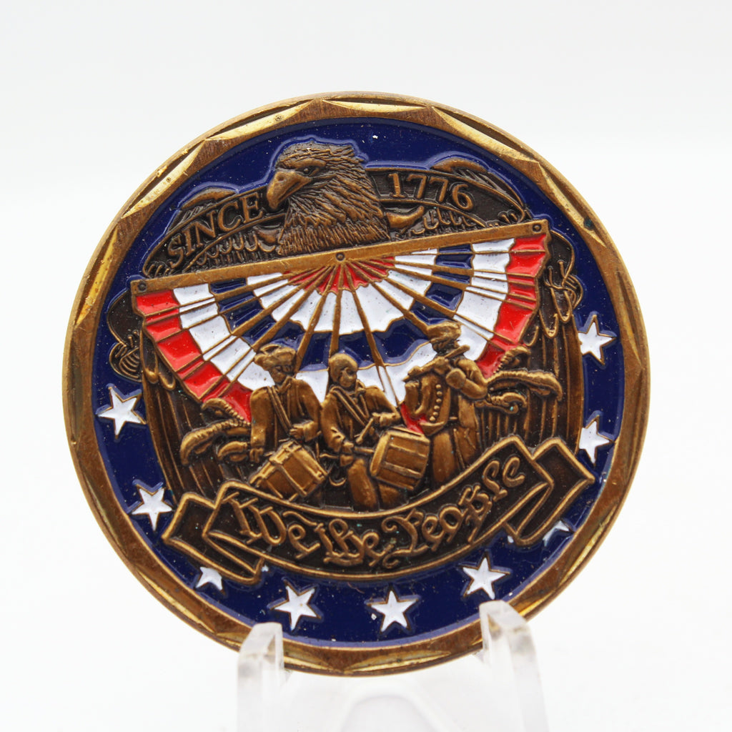 United We Stand God Bless America Patriotic Challenge Coin 1.6 Inch Copper Pre-Owned