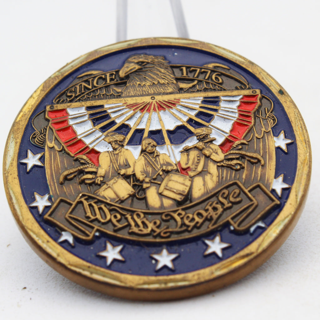 United We Stand God Bless America Patriotic Challenge Coin 1.6 Inch Copper Pre-Owned