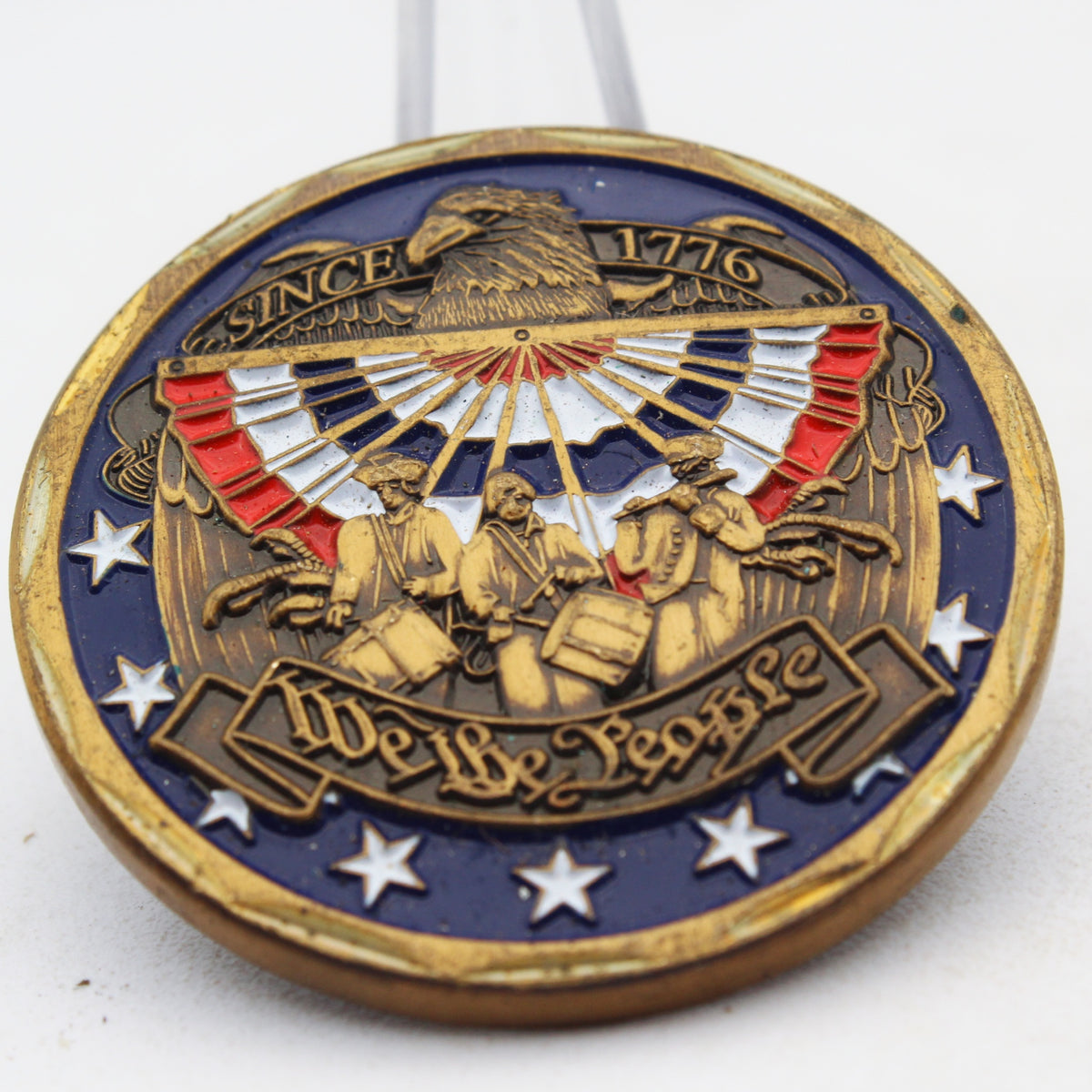 United We Stand God Bless America Patriotic Challenge Coin 1.6 Inch Copper Pre-Owned