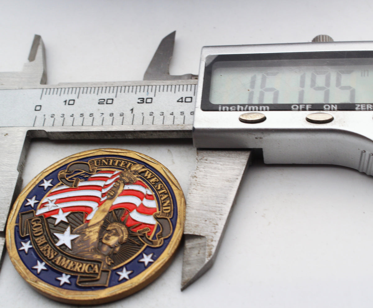 United We Stand God Bless America Patriotic Challenge Coin 1.6 Inch Copper Pre-Owned