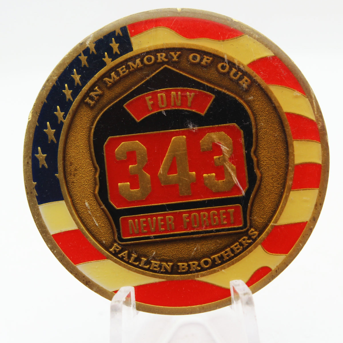 Fountain Valley Fire Department Local 4530 Fallen Brothers Challenge Coin 1.75 Inch Copper Pre-Owned