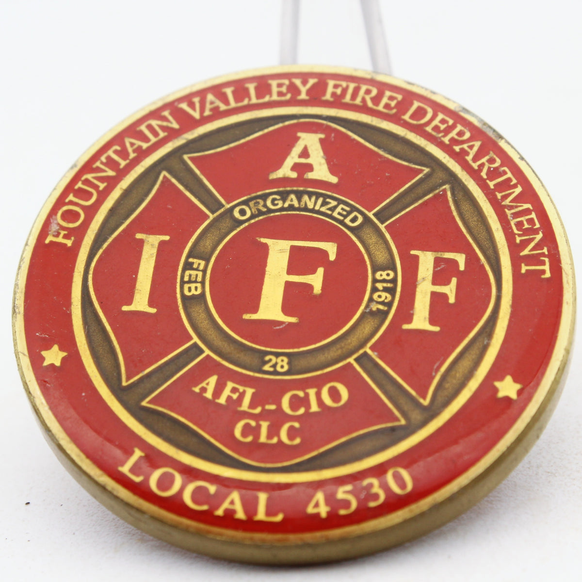 Fountain Valley Fire Department Local 4530 Fallen Brothers Challenge Coin 1.75 Inch Copper Pre-Owned