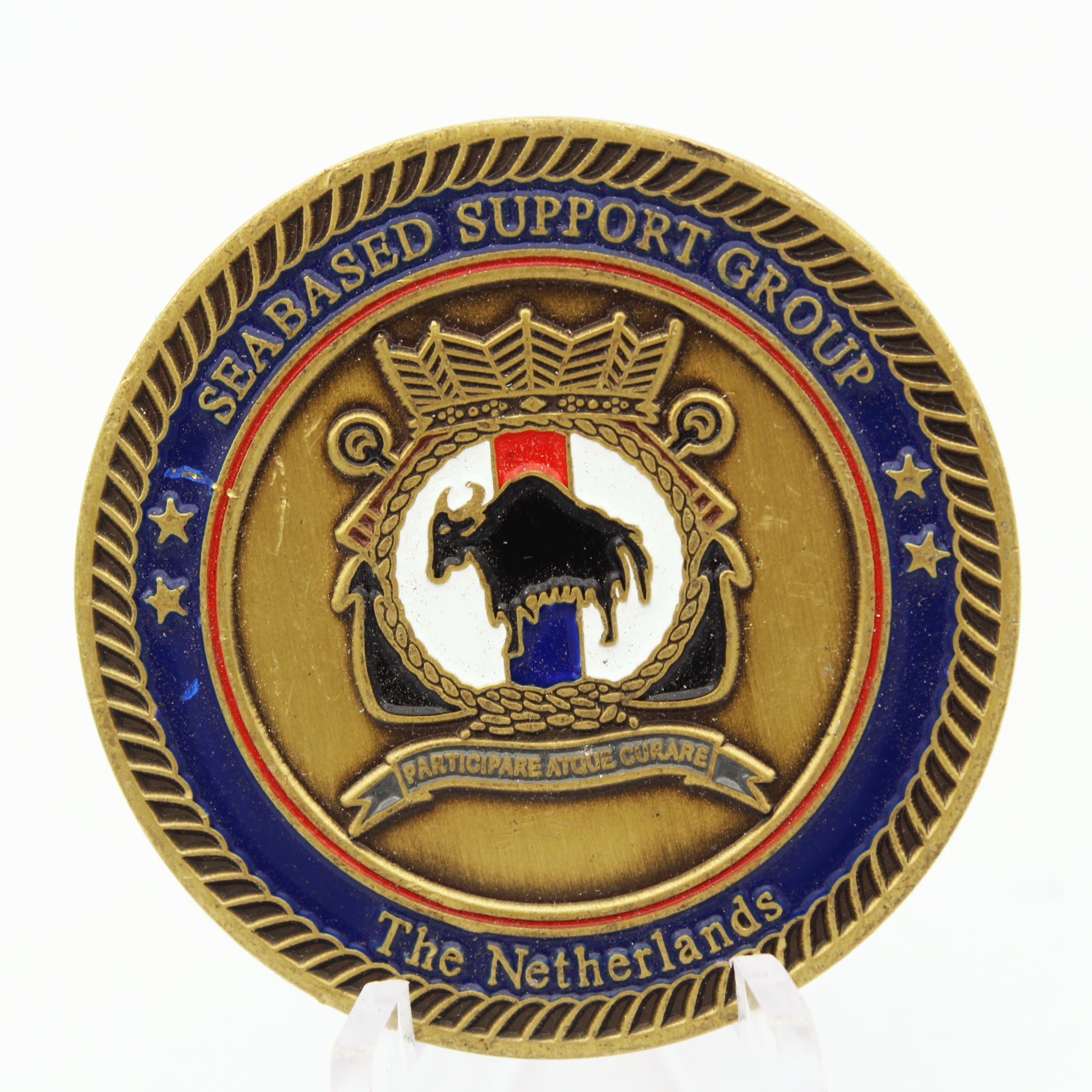 Netherlands Korps Mariniers Seabased Support Group Challenge Coin  1.5" Copper Pre-Owned