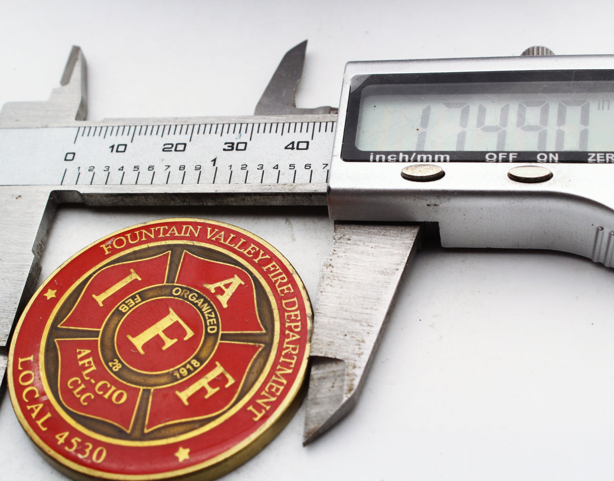 Fountain Valley Fire Department Local 4530 Fallen Brothers Challenge Coin 1.75 Inch Copper Pre-Owned
