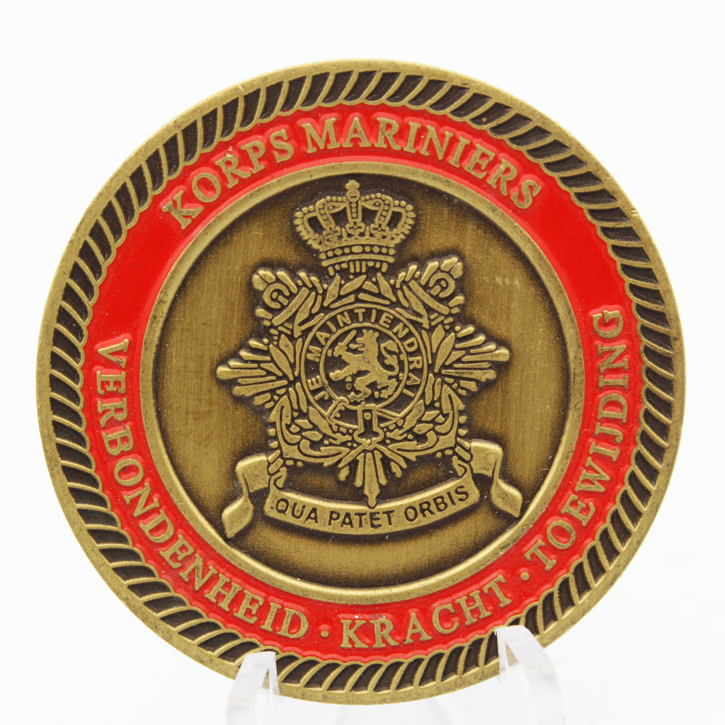 Netherlands Korps Mariniers Seabased Support Group Challenge Coin  1.5" Copper Pre-Owned