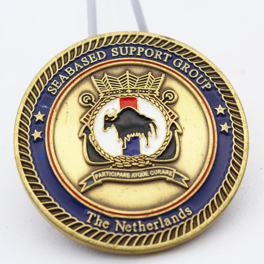 Netherlands Korps Mariniers Seabased Support Group Challenge Coin  1.5" Copper Pre-Owned