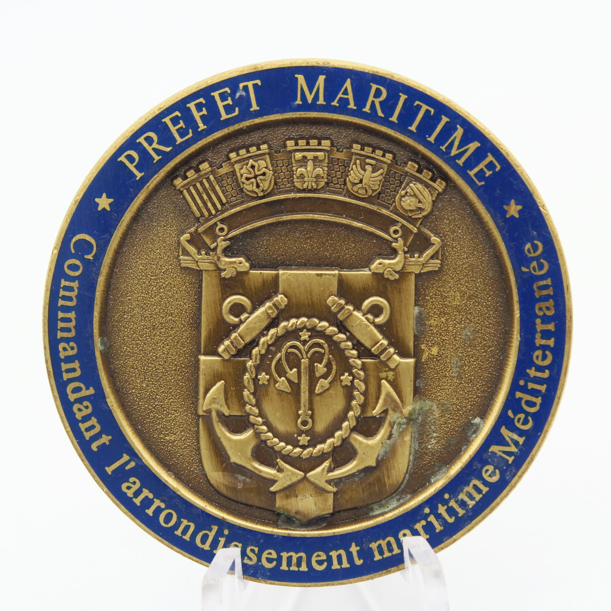 CECMED Prefet Maritime Mediterranee Command Challenge Coin 1.75” Copper Enamel Pre-Owned