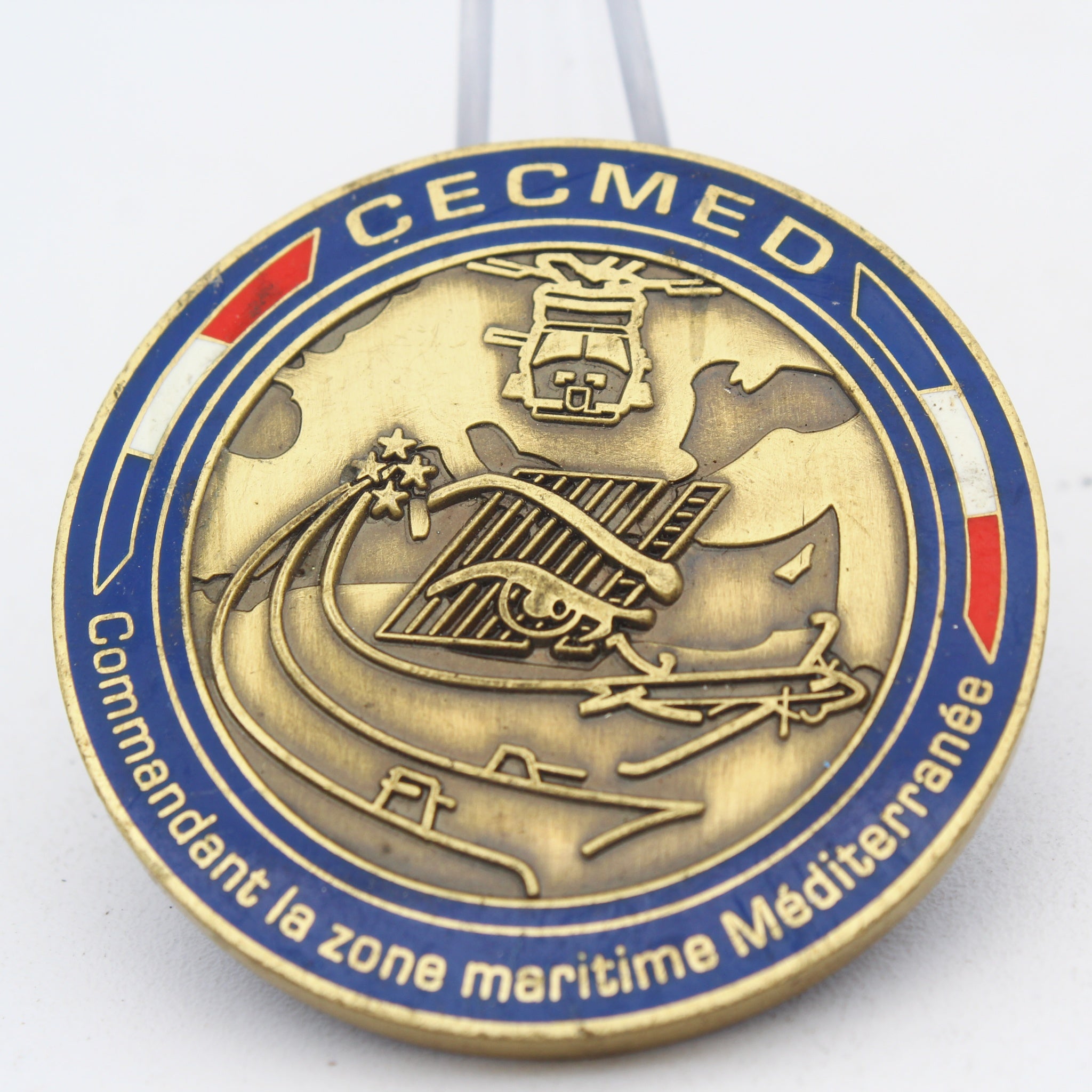 CECMED Prefet Maritime Mediterranee Command Challenge Coin 1.75” Copper Enamel Pre-Owned