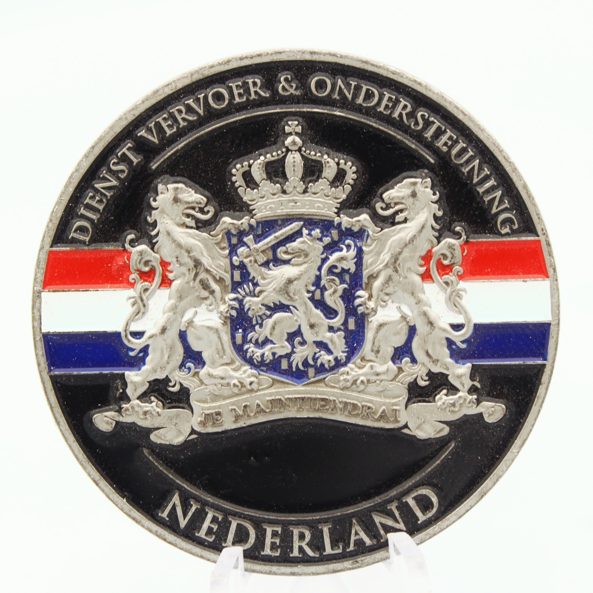 Netherlands Defense Transport & Support Service Challenge Coin 2 Inch Copper Enamel Pre-Owned
