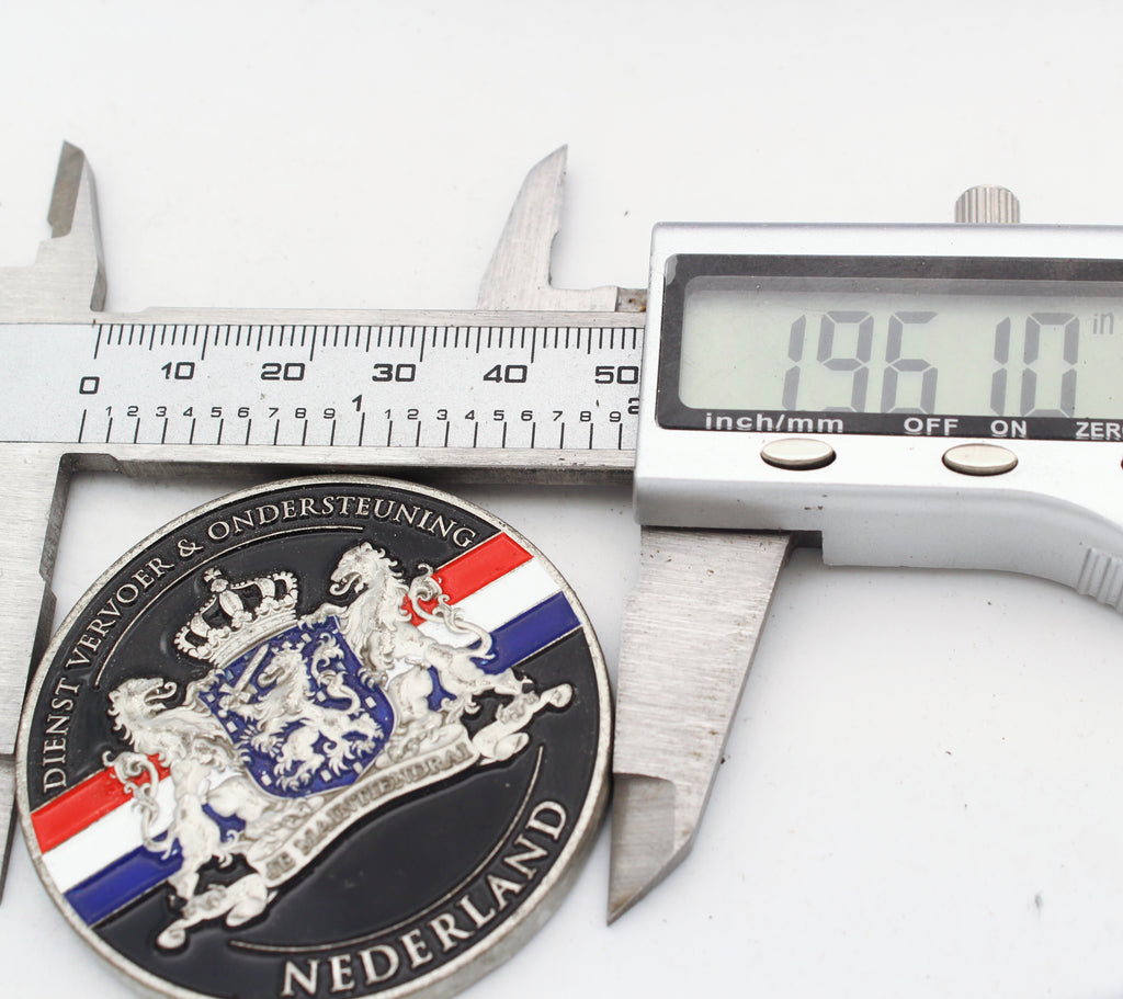Netherlands Defense Transport & Support Service Challenge Coin 2 Inch Copper Enamel Pre-Owned