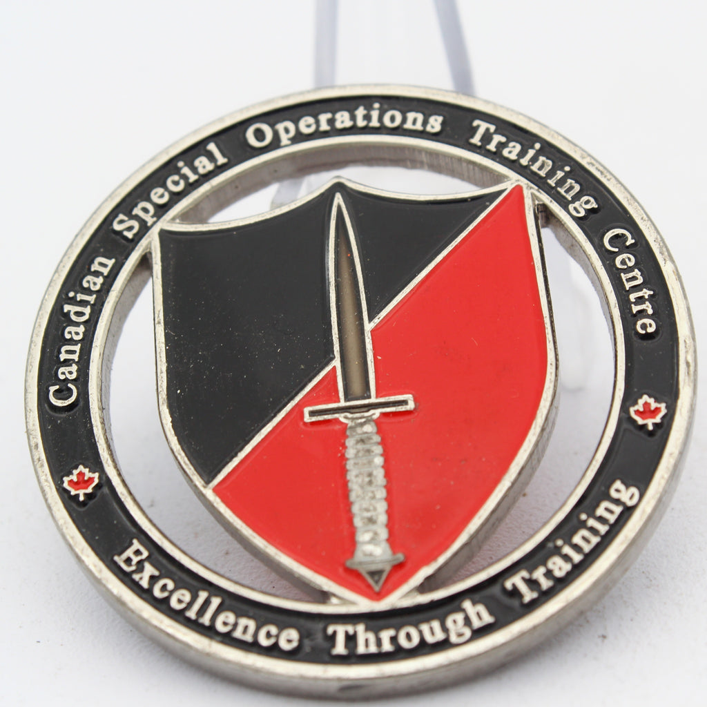 Canadian Special Operations Training Centre Challenge Coin 1.75” Copper Enamel Cutout Pre-Owned