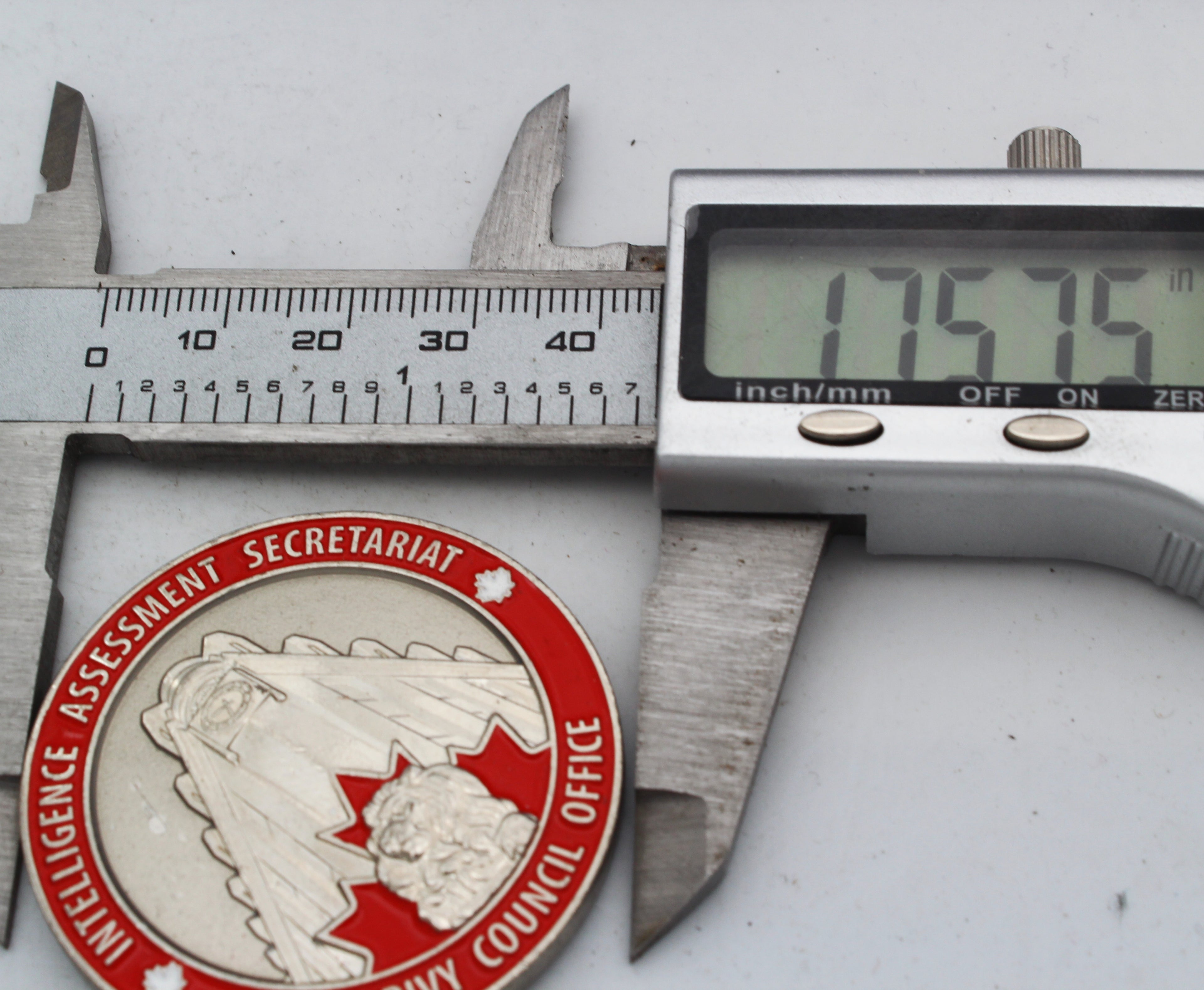 Privy Council Office Intelligence Assessment Secretariat Challenge Coin 1.75” Copper Enamel Pre-Owned