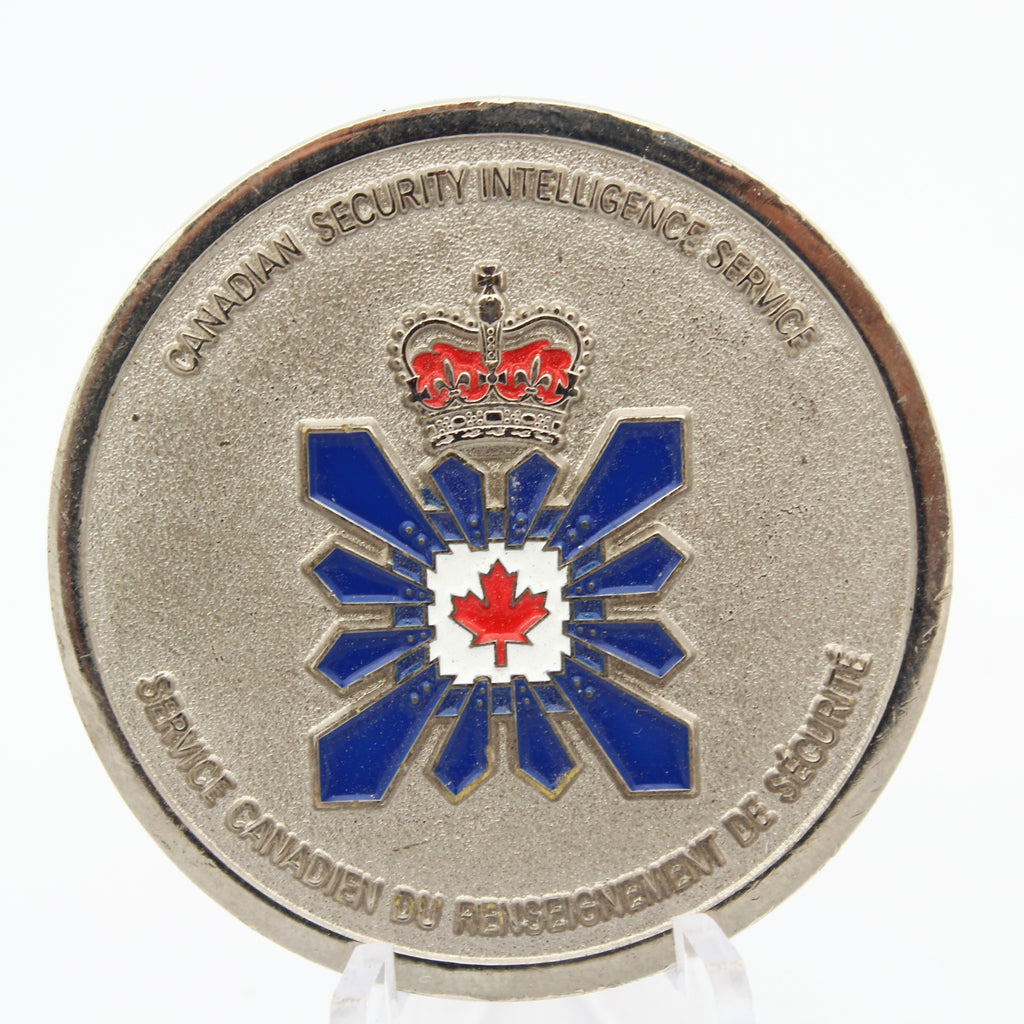 Canadian Security Intelligence Service CSIS Challenge Coin 1.75” Copper Silver Tone Enamel Pre-Owned