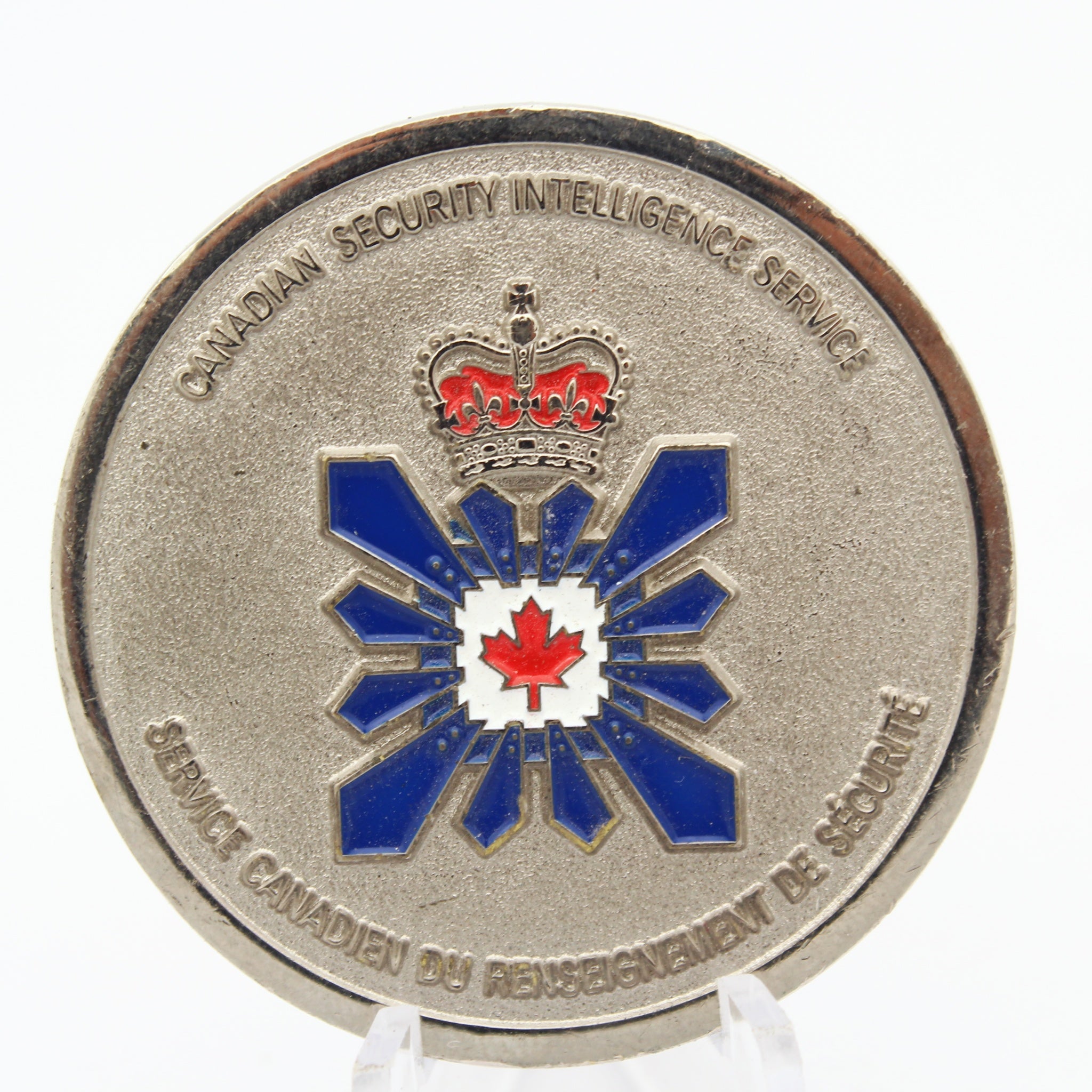 Canadian Security Intelligence Service CSIS Challenge Coin 1.75” Copper Silver Tone Enamel Pre-Owned