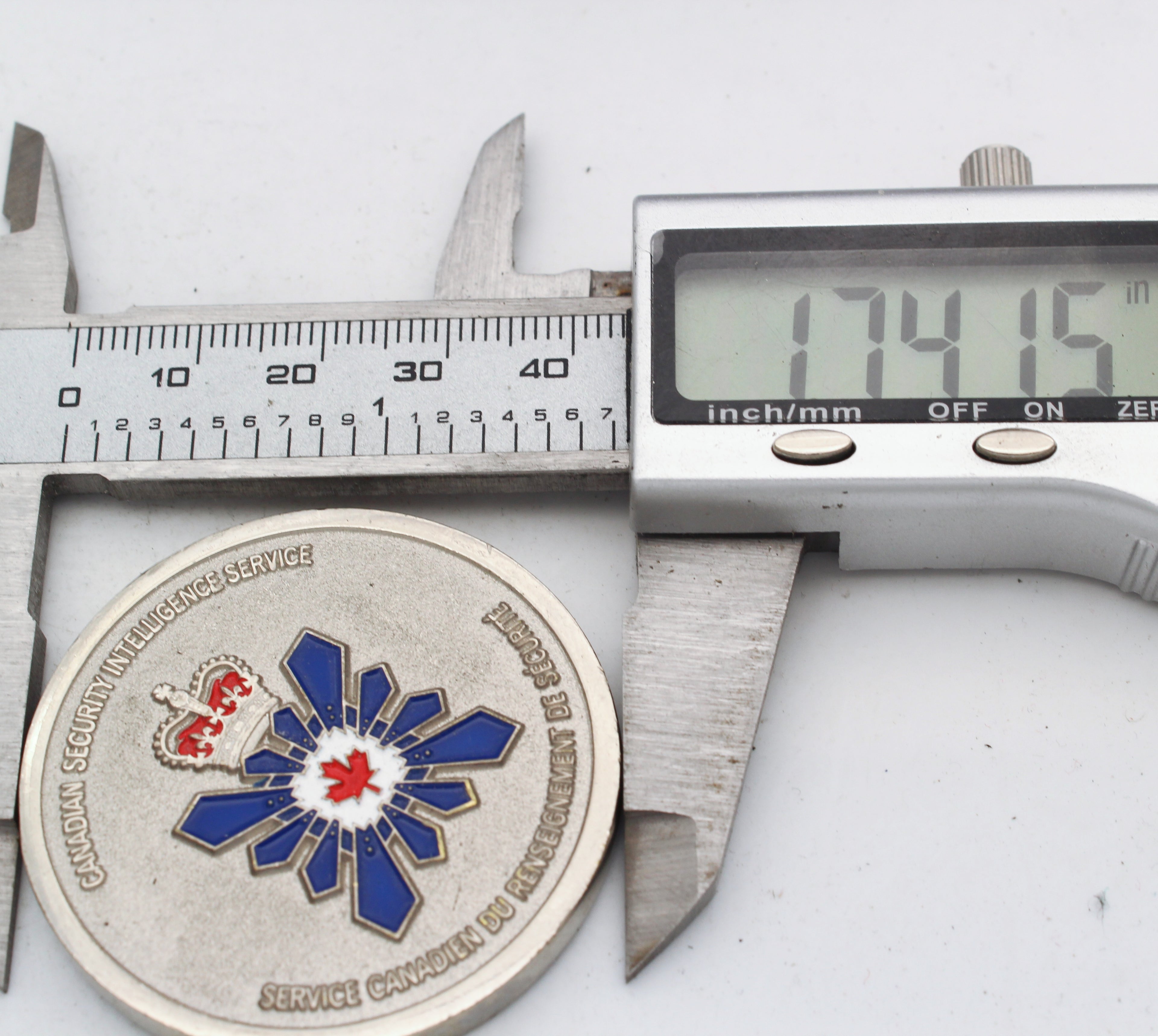 Canadian Security Intelligence Service CSIS Challenge Coin 1.75” Copper Silver Tone Enamel Pre-Owned