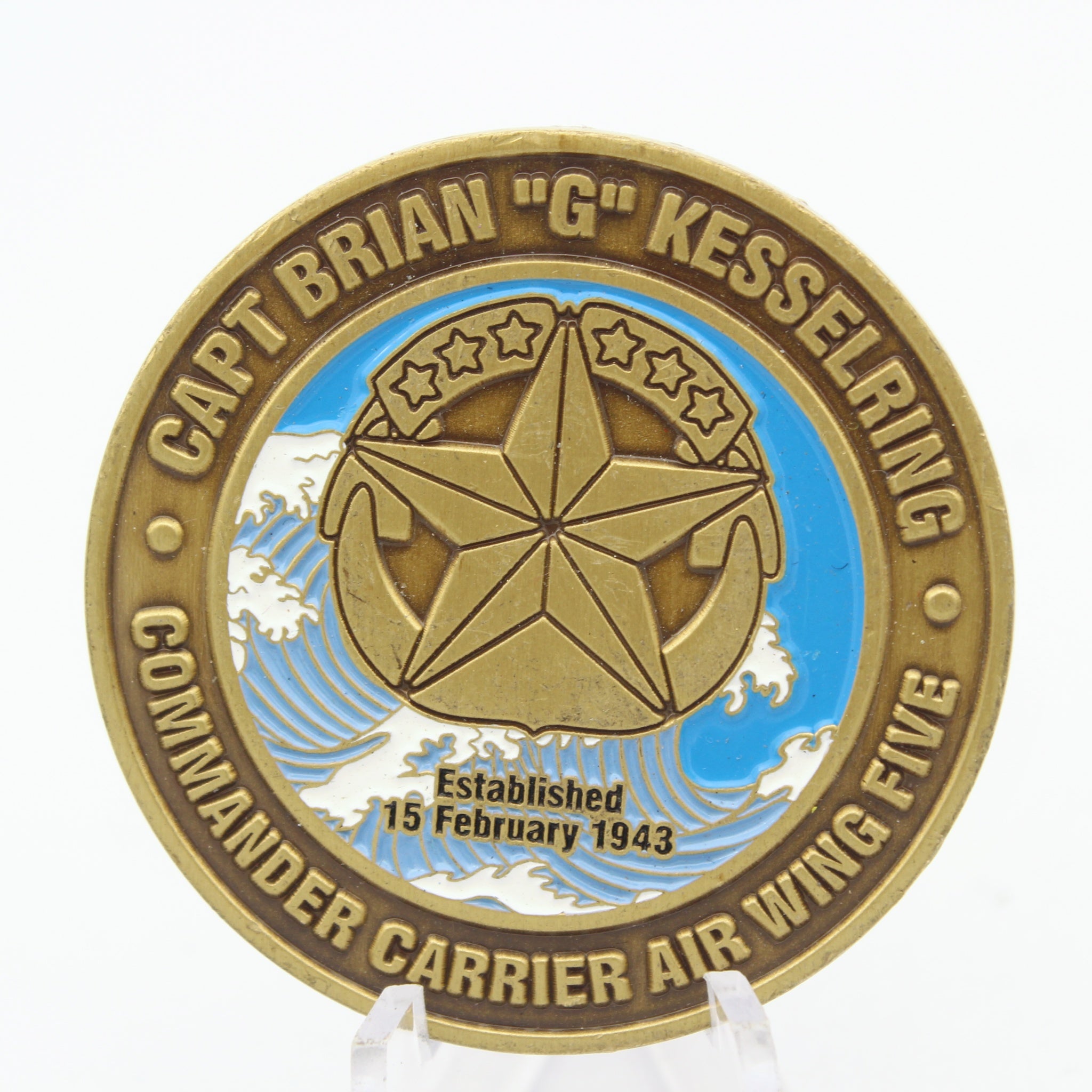 US Navy Carrier Air Wing Five CVW-5 Challenge Coin Capt Brian G Kesselring 1.75"Pre-owned