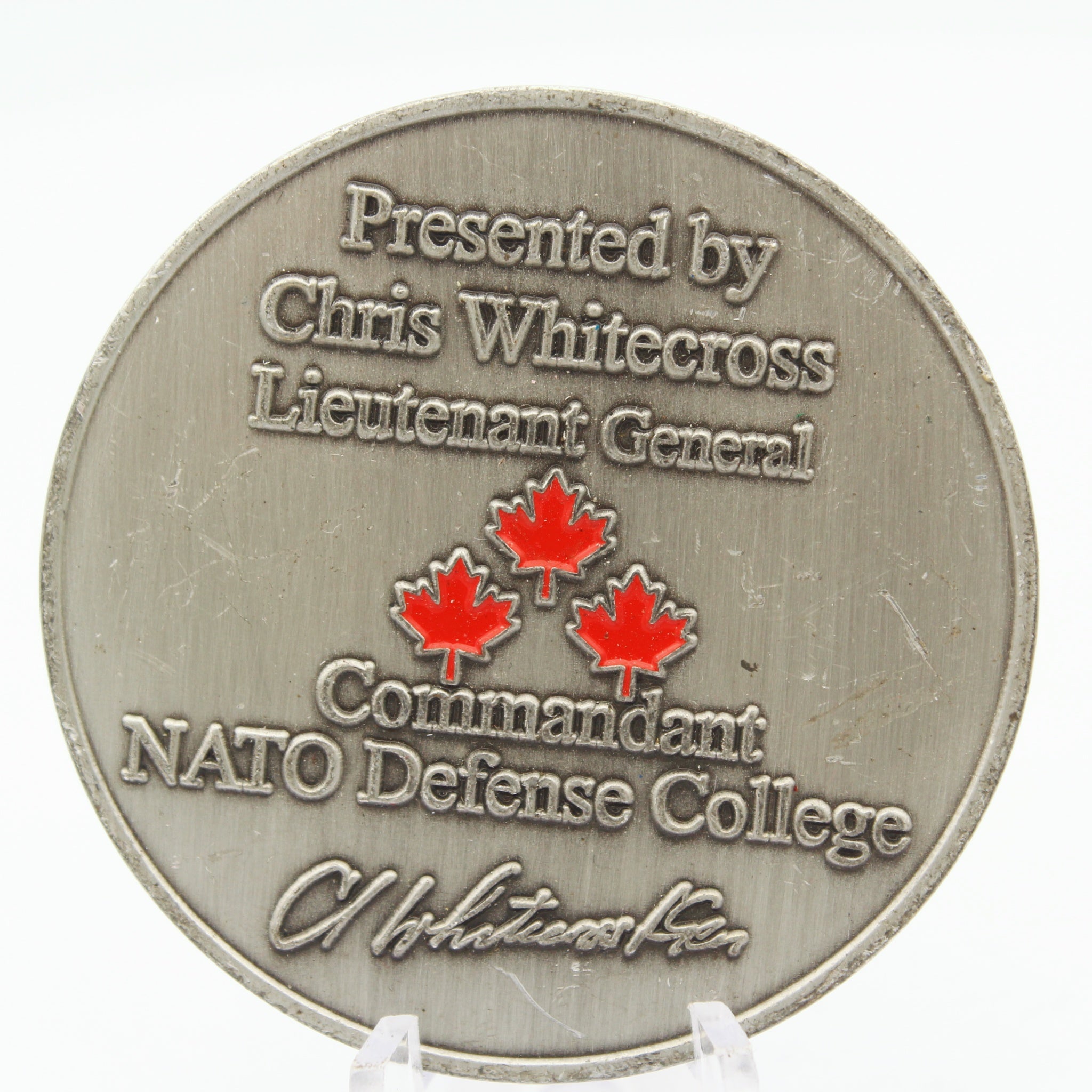 NATO Defense College Commander Challenge Coin Chris Whitecross 2" Copper