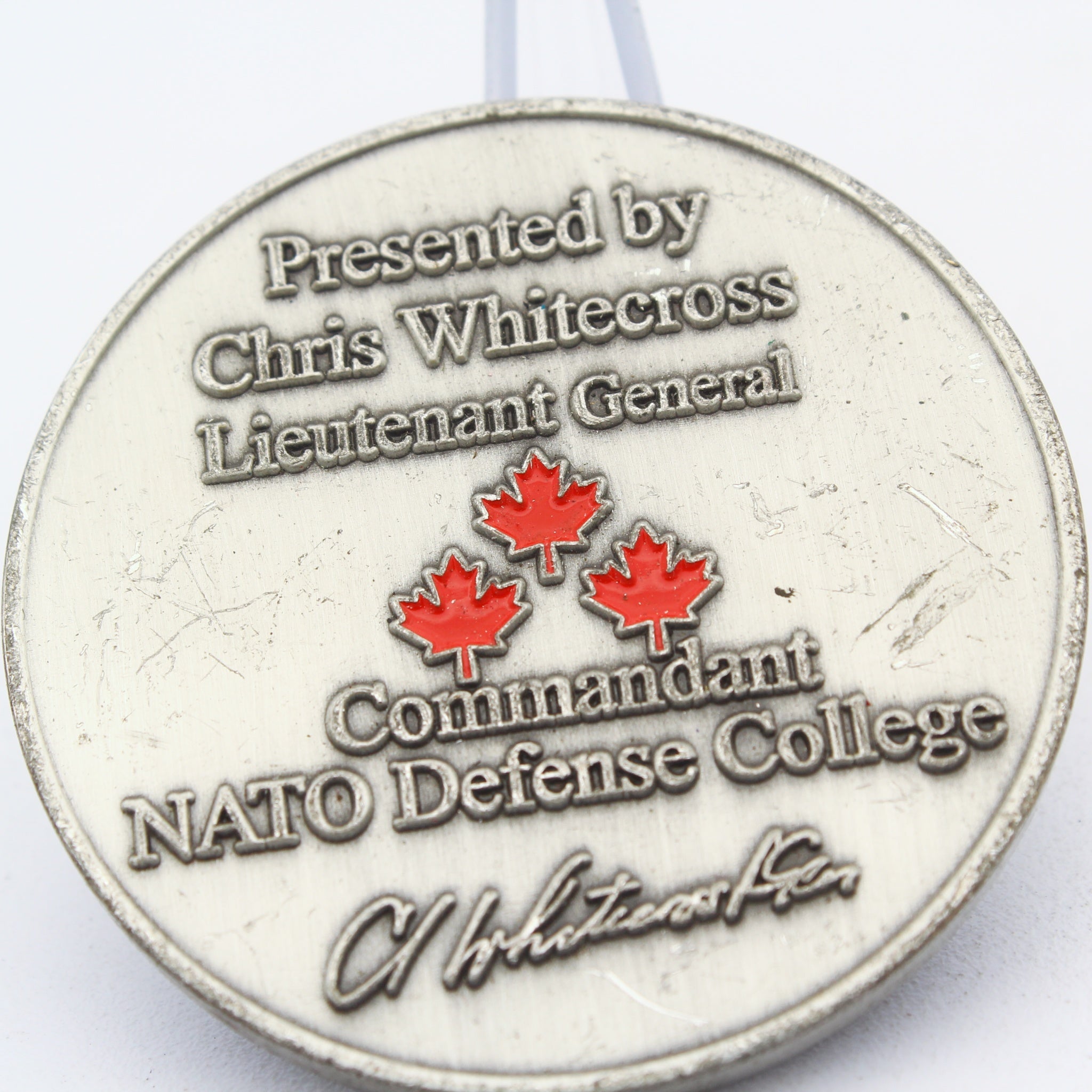 NATO Defense College Commander Challenge Coin Chris Whitecross 2" Copper