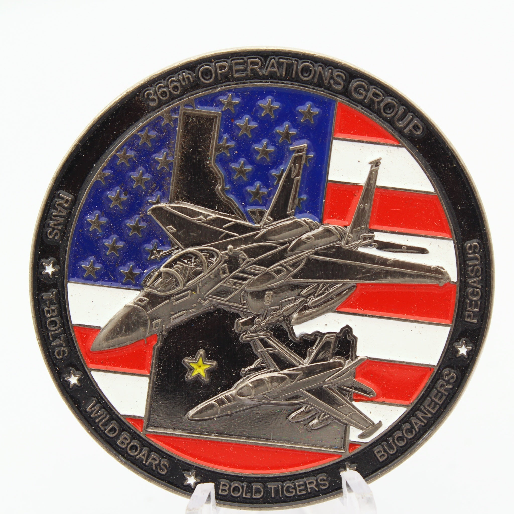 USAF F-15/F-16 Aviation 366th Operations Group Challenge Coin 2"Pre-Owned Copper