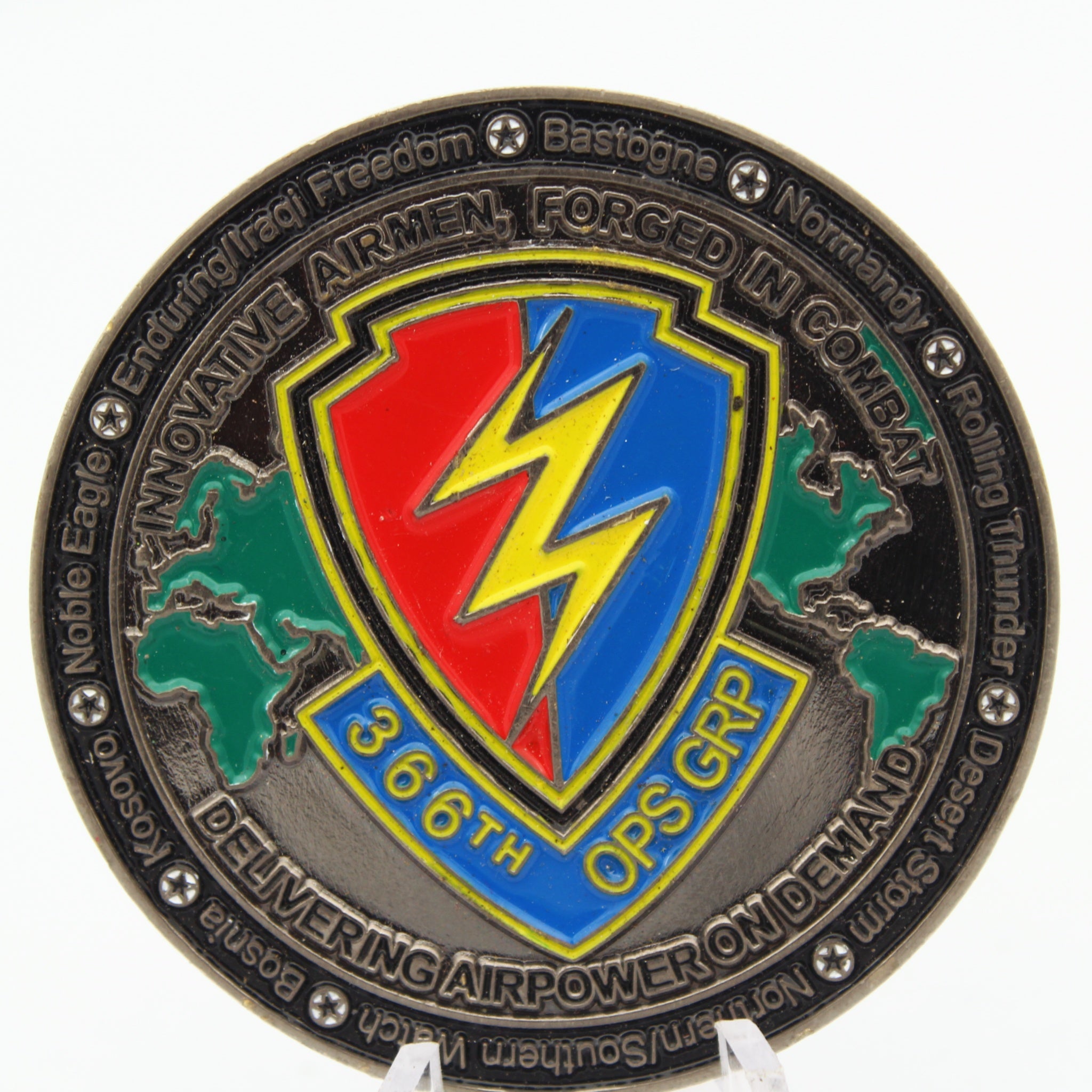 USAF F-15/F-16 Aviation 366th Operations Group Challenge Coin 2"Pre-Owned Copper