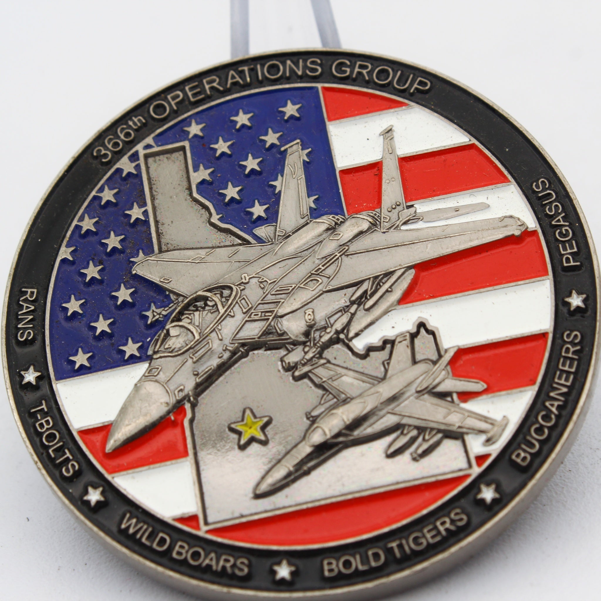 USAF F-15/F-16 Aviation 366th Operations Group Challenge Coin 2"Pre-Owned Copper