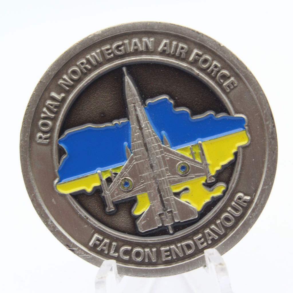 Royal Norwegian Air Force Falcon Endeavour Ukraine Support Challenge Coin 1.5 Inch Pre-Owned