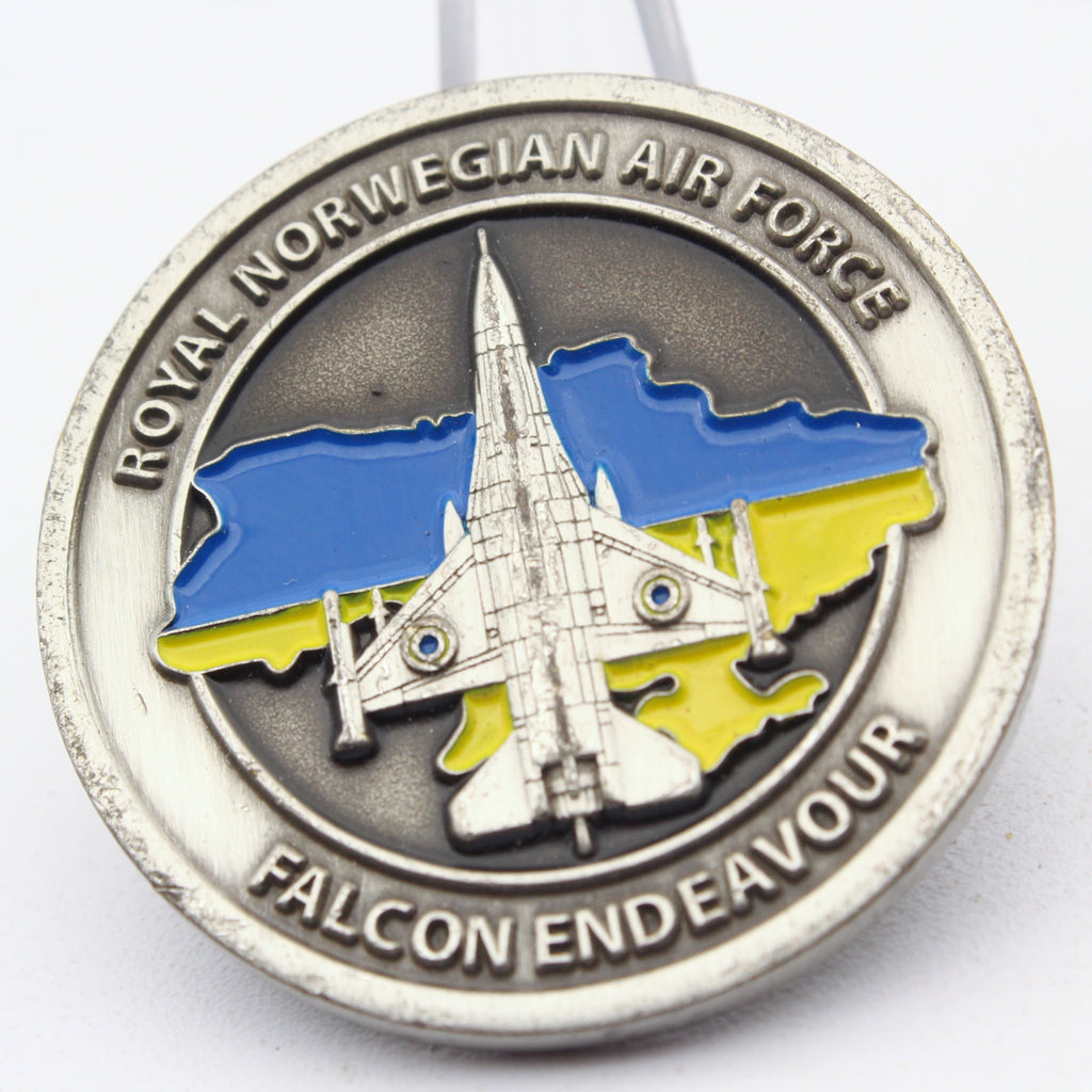 Royal Norwegian Air Force Falcon Endeavour Ukraine Support Challenge Coin 1.5 Inch Pre-Owned