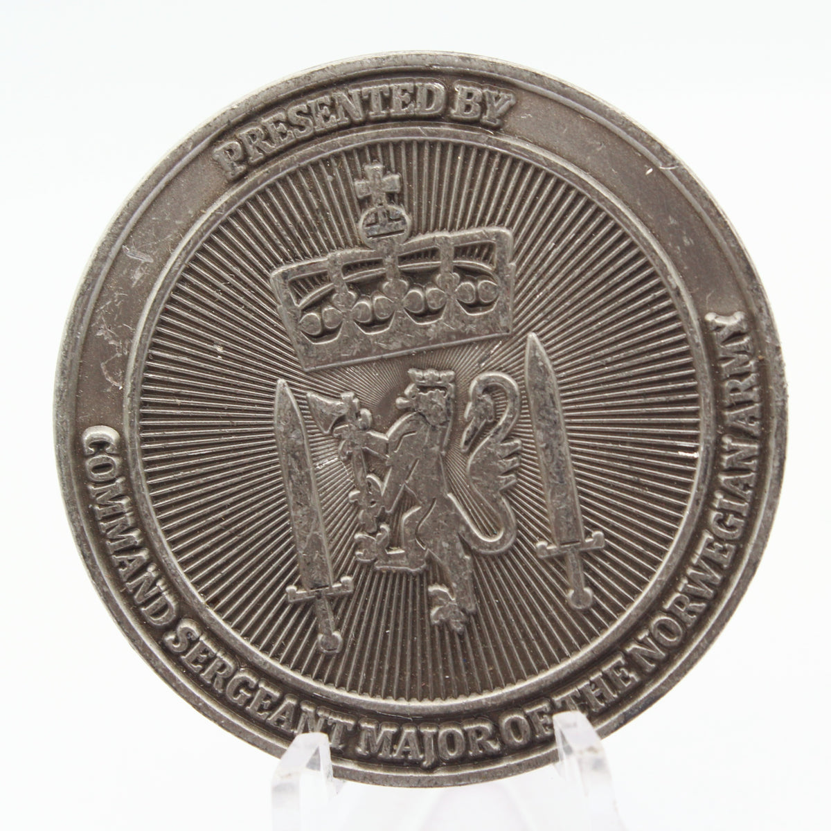 Norwegian Army Command Sergeant Major Challenge Coin 1.75 Inch Copper Pre-Owned