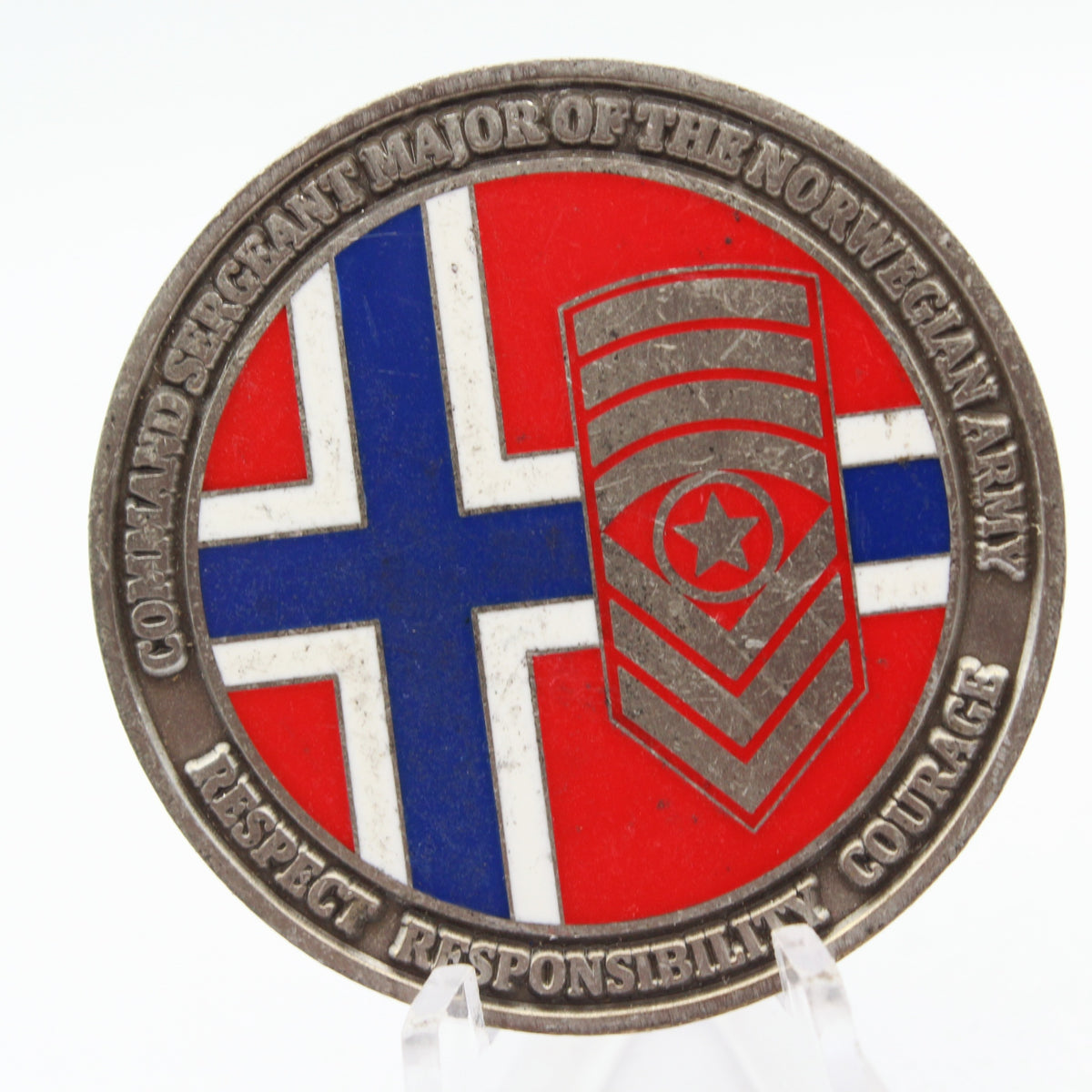 Norwegian Army Command Sergeant Major Challenge Coin 1.75 Inch Copper Pre-Owned
