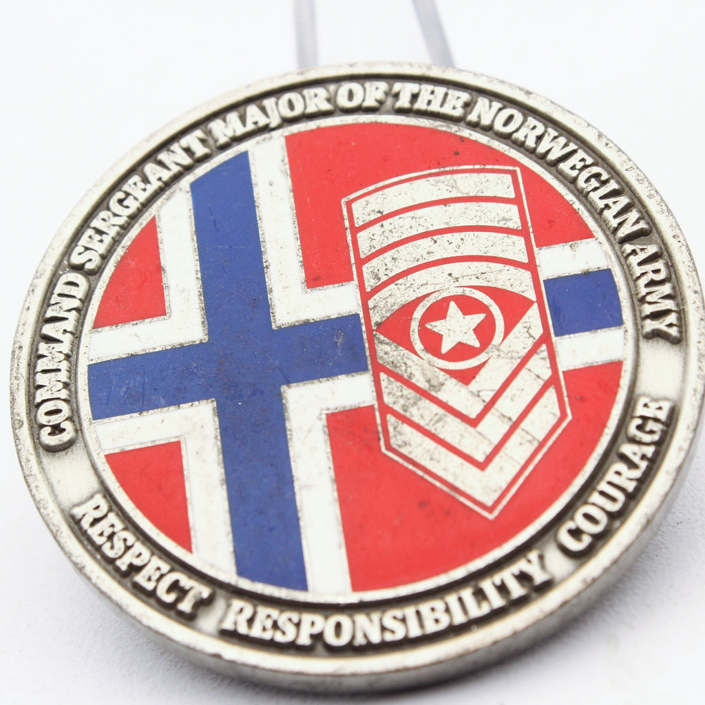 Norwegian Army Command Sergeant Major Challenge Coin 1.75 Inch Copper Pre-Owned