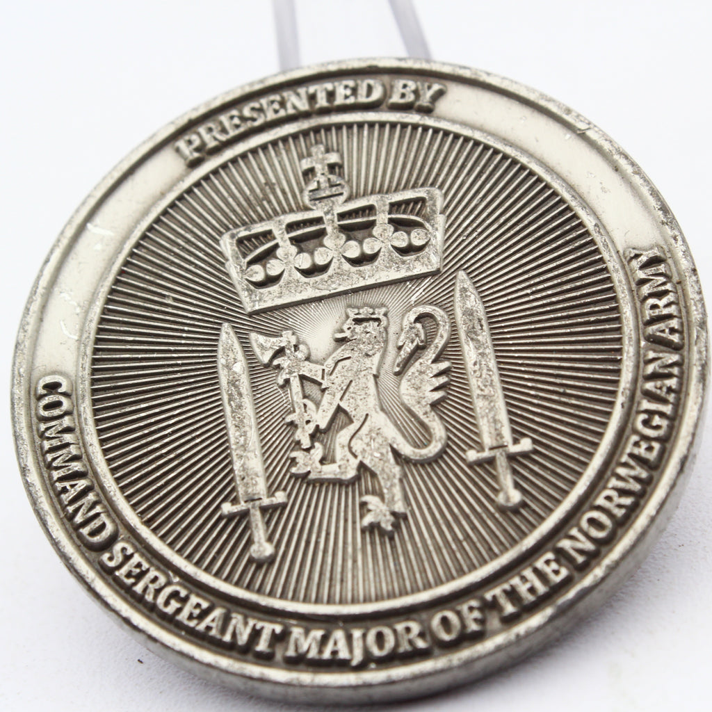 Norwegian Army Command Sergeant Major Challenge Coin 1.75 Inch Copper Pre-Owned