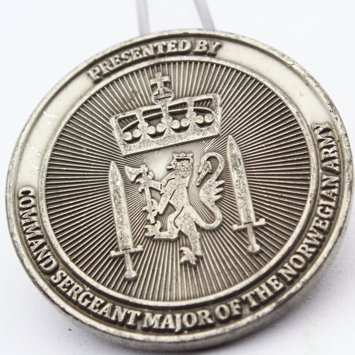 Norwegian Army Command Sergeant Major Challenge Coin 1.75 Inch Copper Pre-Owned