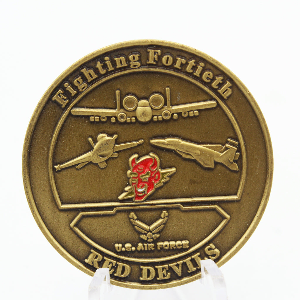 USAF 40th Flight Test Squadron Red Devils Challenge Coin – Fighting Fortieth 1.5” Pre-owned
