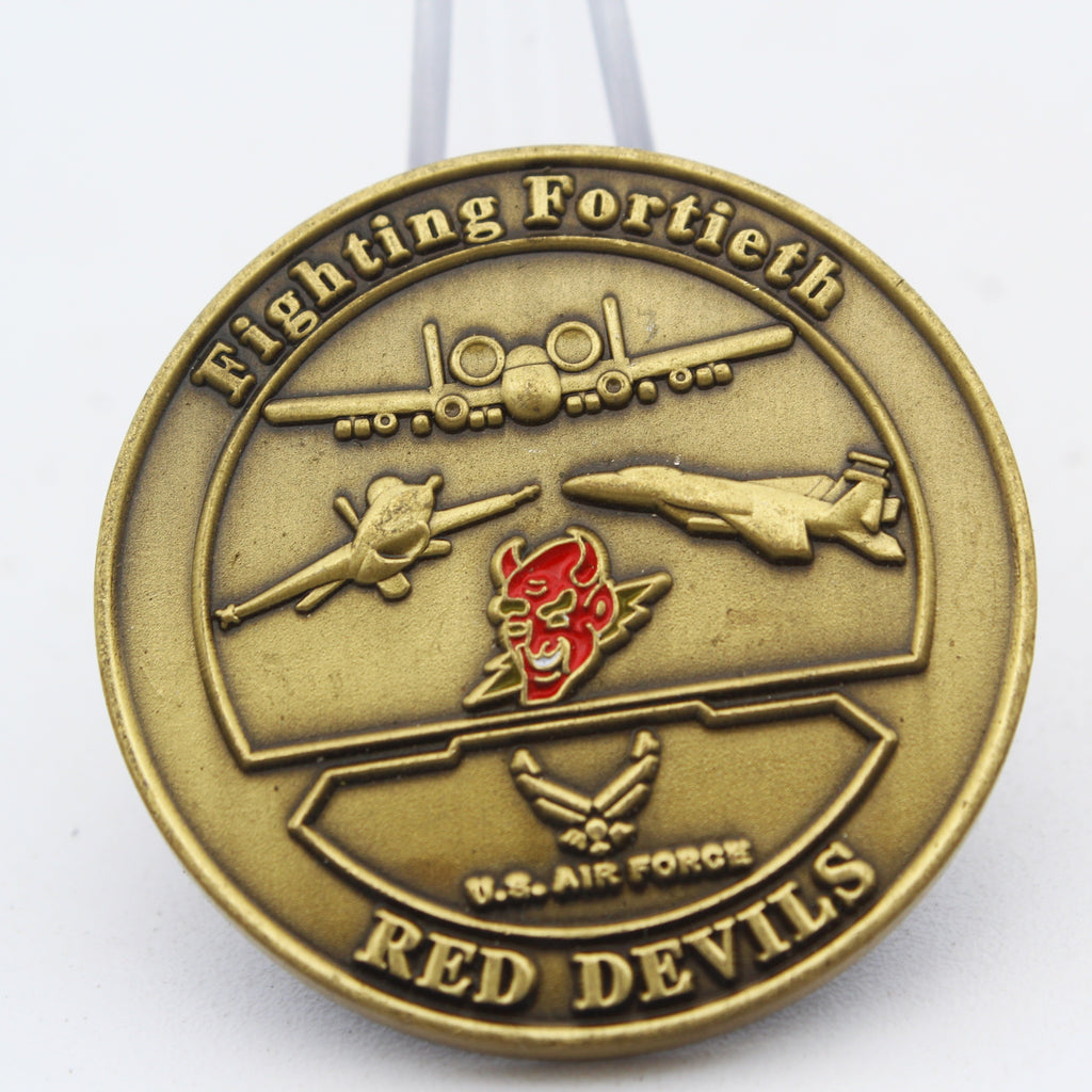 USAF 40th Flight Test Squadron Red Devils Challenge Coin – Fighting Fortieth 1.5” Pre-owned