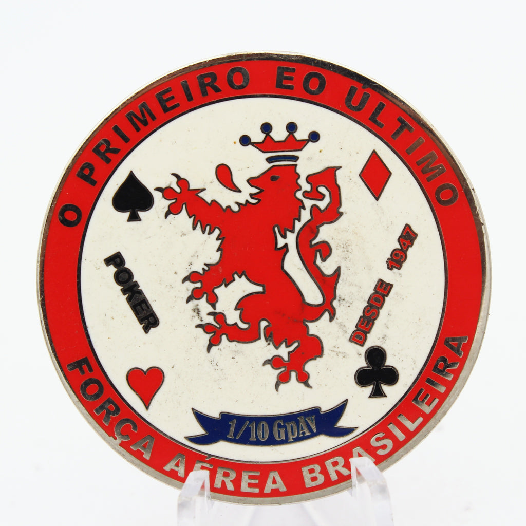 Brazilian Air Force Poker Reconhecimento Tático Challenge Coin 1º/10º GAv 1.75” Pre-owned