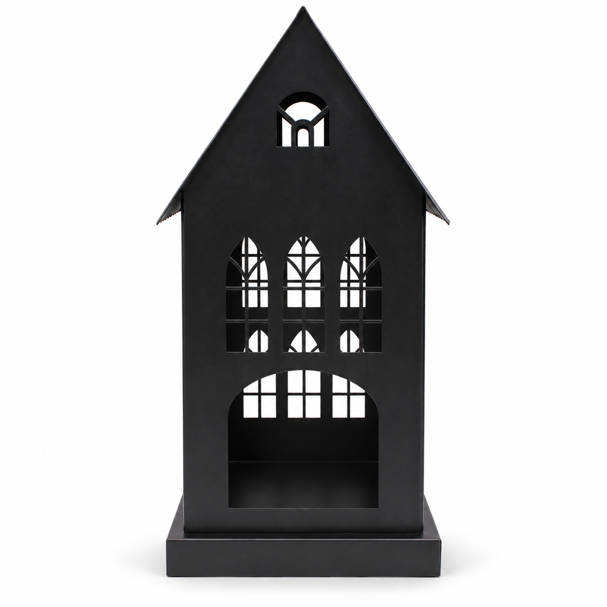 Gothic House Candle Lantern Holder – Black Metal Home Decor
