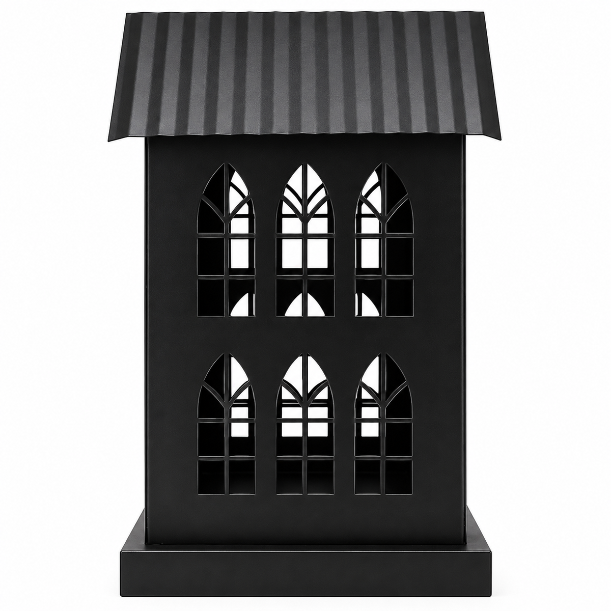 Gothic House Candle Lantern Holder – Black Metal Home Decor