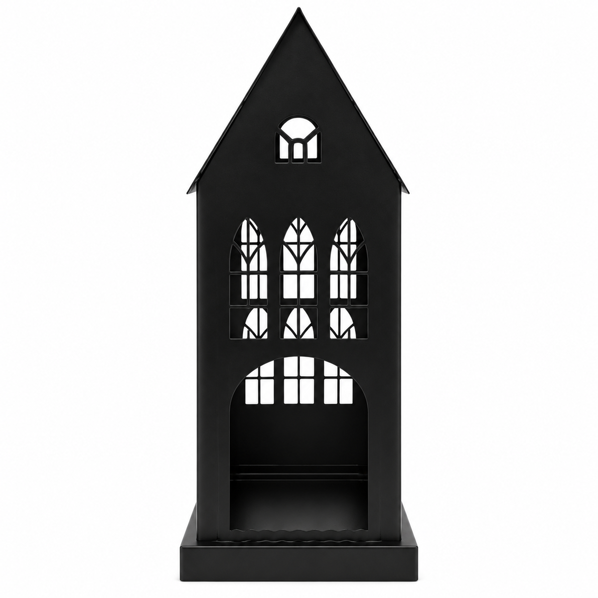 Gothic House Candle Lantern Holder – Black Metal Home Decor