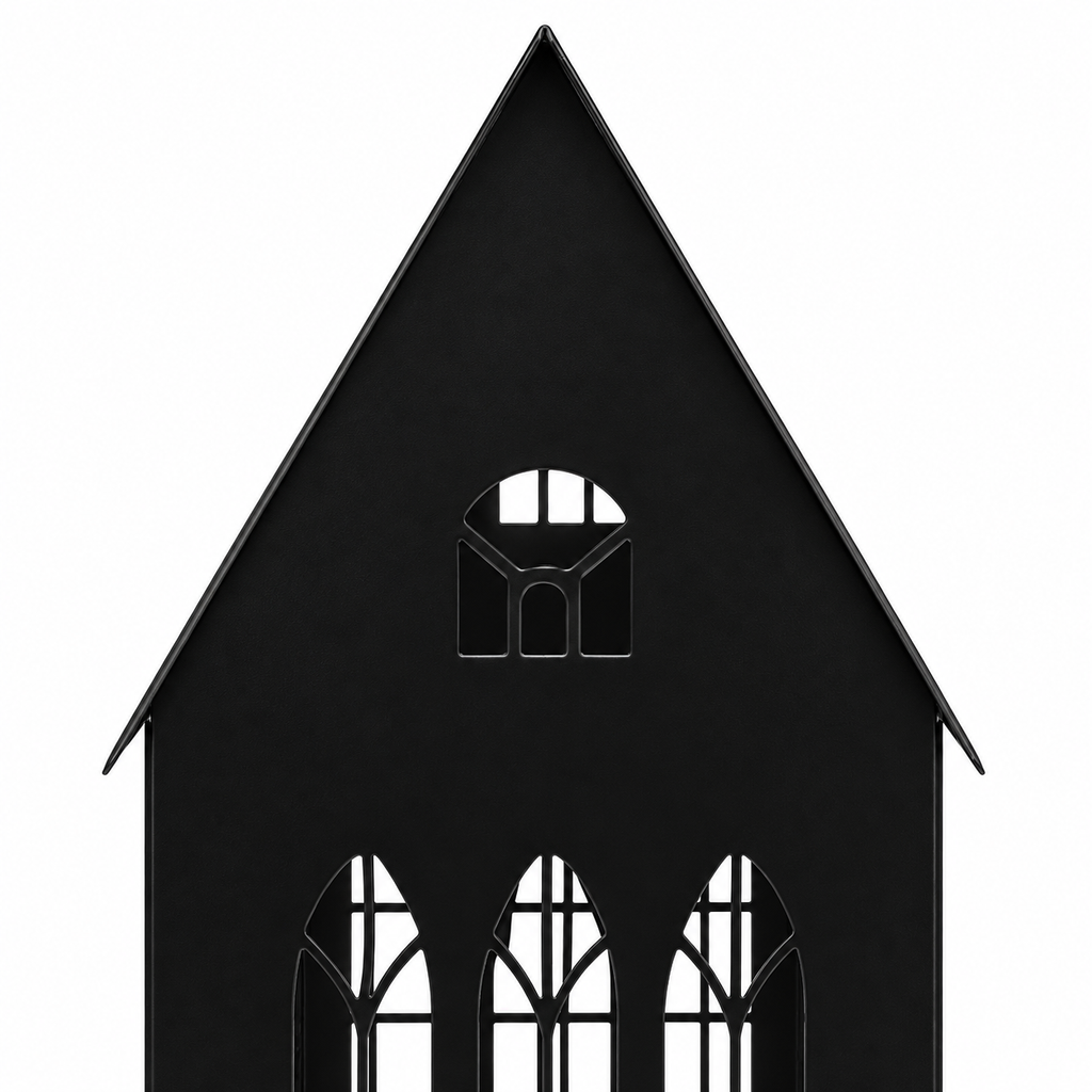 Gothic House Candle Lantern Holder – Black Metal Home Decor