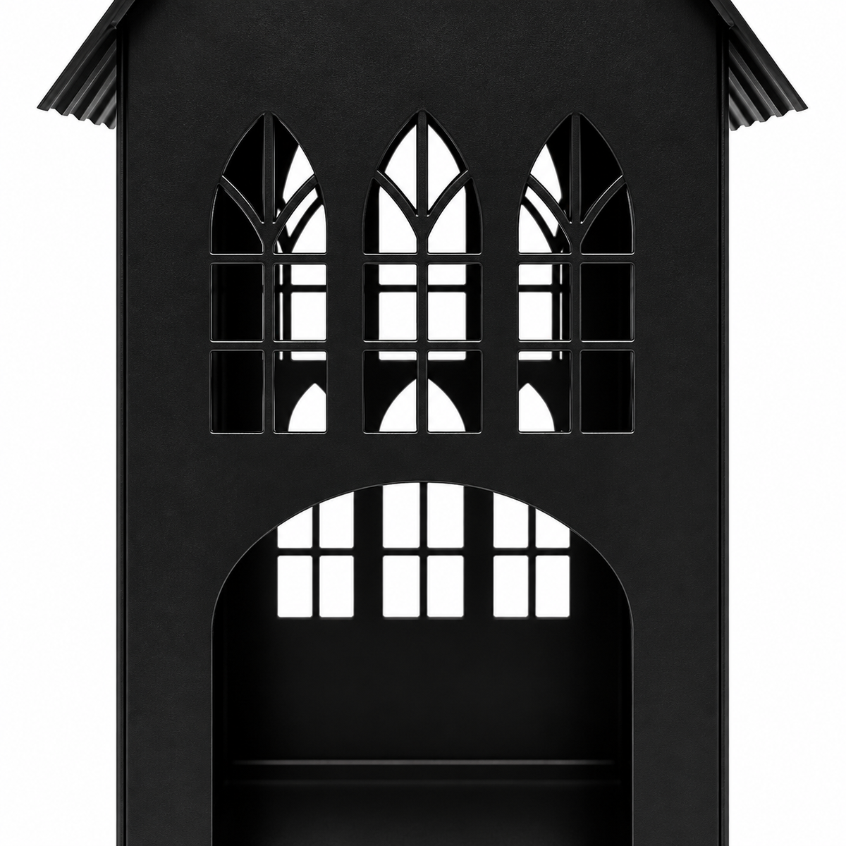 Gothic House Candle Lantern Holder – Black Metal Home Decor