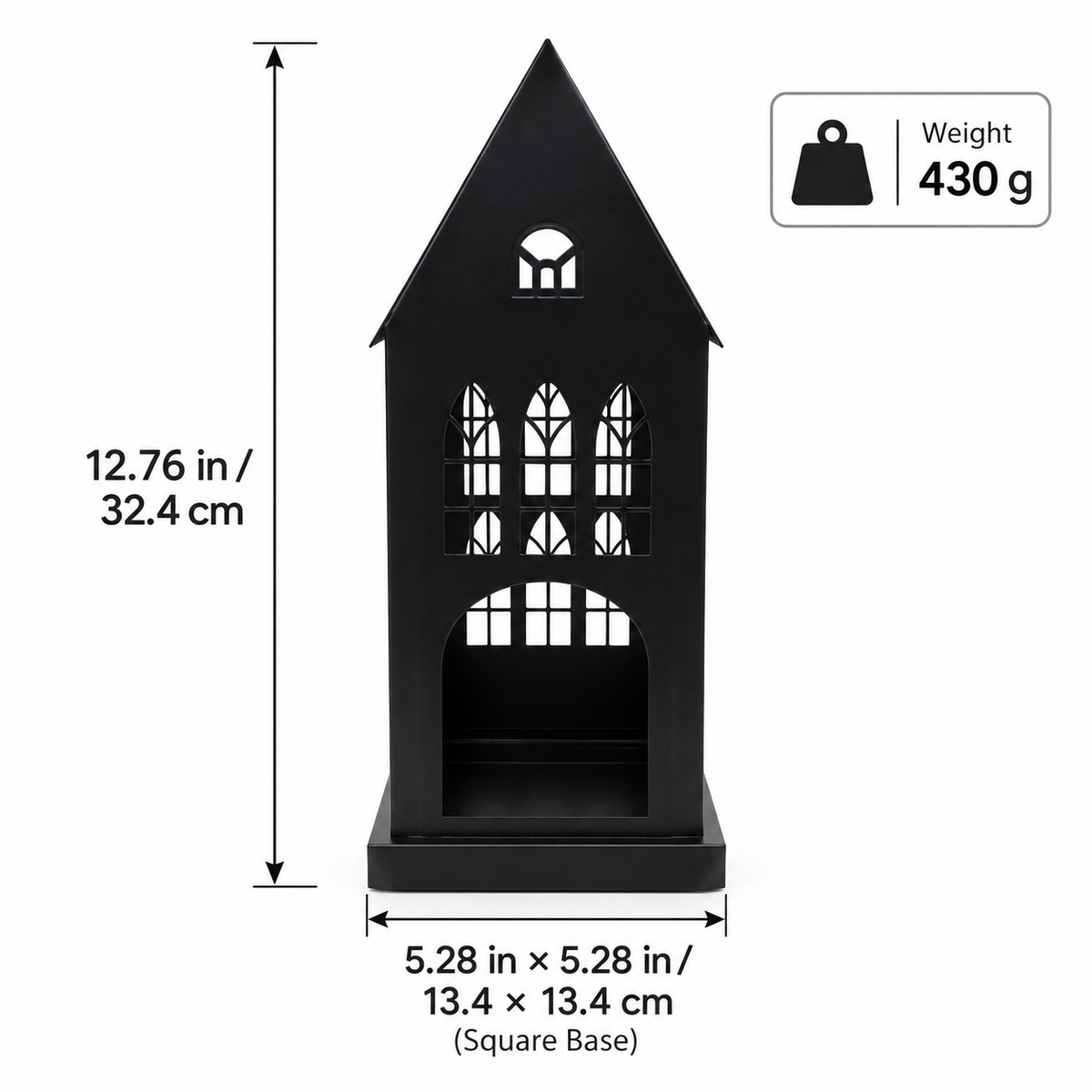 Gothic House Candle Lantern Holder – Black Metal Home Decor
