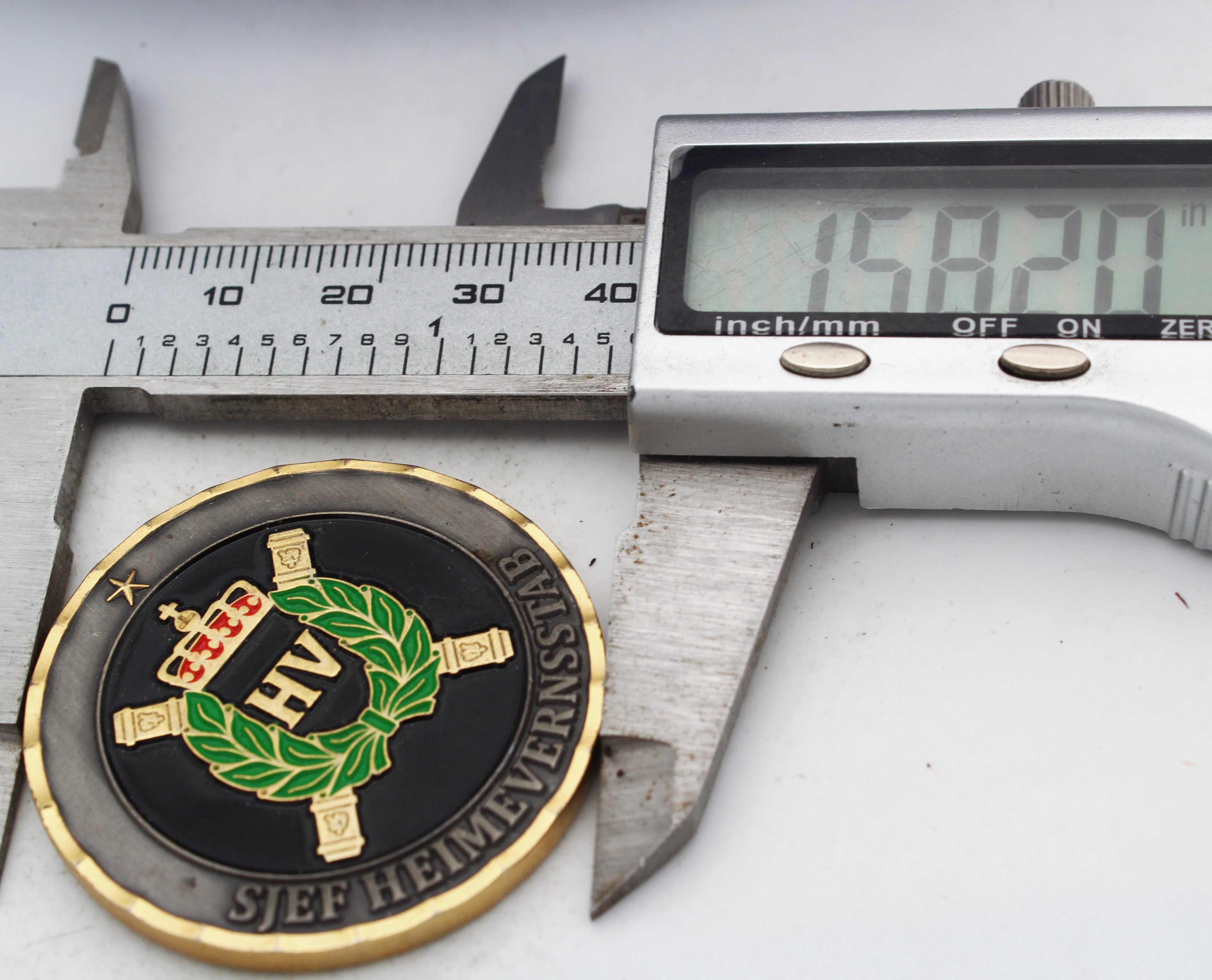 HV Home Guard Crown Laurel Overalt Altid Challenge Coin 1.5" Copper Used