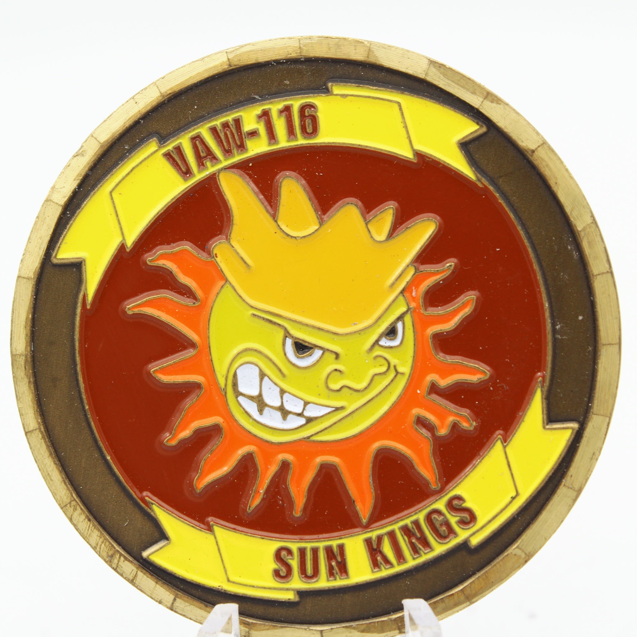 UAW-116 Sun Kings Challenge Coin 2 Inch Brass US Navy Aviation Collectible Pre-owned